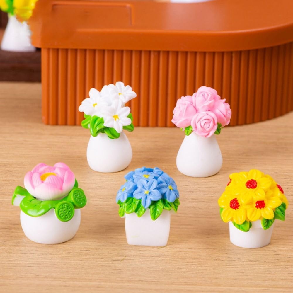 Resin Flower Model Colorful Simulation Cactus Plant Series Mini Flower Potted Mini Succulents Lifelike Micro(Style D)